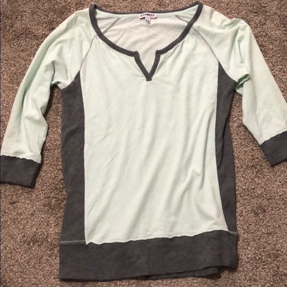 Mint green and gray 3/4 length sleeves Size medium
